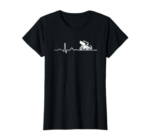 Sprint CAR Racing: Sprint Car Racing Heartbeat T-Shirt, Women, Black, Large