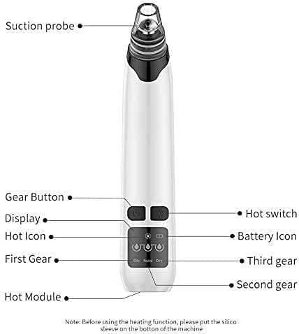 Aspirador de poros con Potente succión for Eliminar Puntos Negros, Limpiador de poros y Extractor de Comedones.