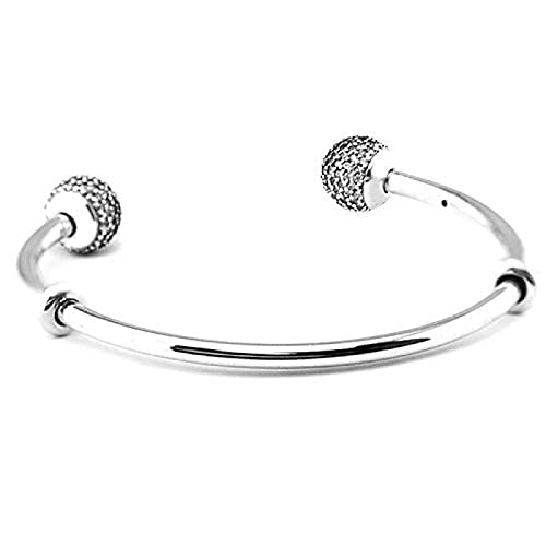 Bracelet ouvert 925 argent pour charms, bijou élégant de 17.5cm