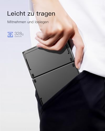 Inateck Faltbare Tastatur Kabellos,Klappbare Tastatur mit Ziffernblock mit 3 Kanälen,AI-Key,mit Ständer und Tasche,für iPad iPhone Mac Android Windows,Nomad N0135 6