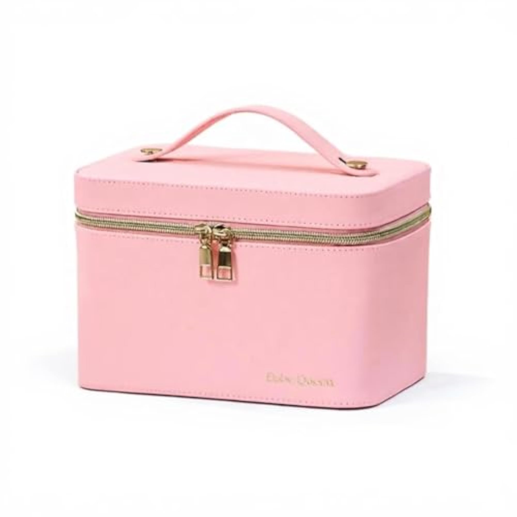 Portable Large Capacity Makeup Bag with Illuminated Mirror, Pink