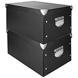 STARVAST 2 Pack Storage Boxes with Lids, Collapsible Decorative Storage Bins with Handles, Foldable Cardboard File Bin for Toy Organizer,...
