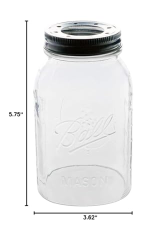 Image of Open Bottom Mason Jar Glass Shade with 1-5 /8-Inch Fitter Opening Lighting Lid (RM Quart Ball Jar, Clear)