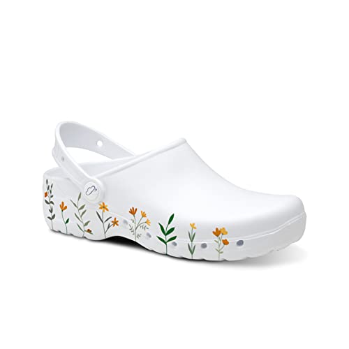 FELIZ CAMINAR   Zuecos Sanitarios Flotantes Spring/con Correa Unisex Antideslizantes y Cómodos para Hombre y Mujer | Cocina, Sanidad, Hostelería (40)