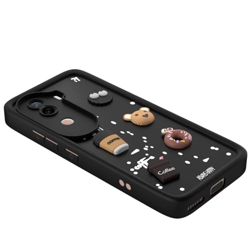 Image of Bintage Cute Fun Taddy| 3D Ball Bear| Donut| Coffee Rubber Case Full Body & Camera Protection Back Cover Compatible for iQOO Z9s 5G - Black