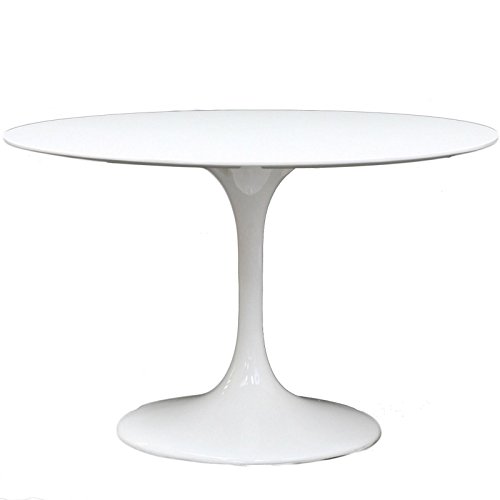 Image of Modway Lippa Mid-Century Modern 40 inch Round Fiberglass Dining Table in White
