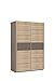 FORTE Ohio Kleiderschrank, Holzwerkstoff, Sonoma Eiche Dekor mit einer Front in Sonoma Eiche Dekor und einer Bauchbinde in Cacao Supermatt, 120 x 61,2 x 190.50 cm