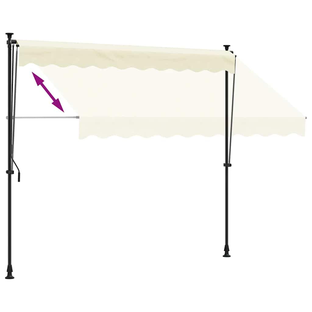 Wysuwana markiza kremowa, 300 x 150 cm, wykonana z wytrzymałej stali i odpornego na promieniowanie UV materiału poliestrowego, elastyczna ochrona przed słońcem na balkon, taras i do ogrodu