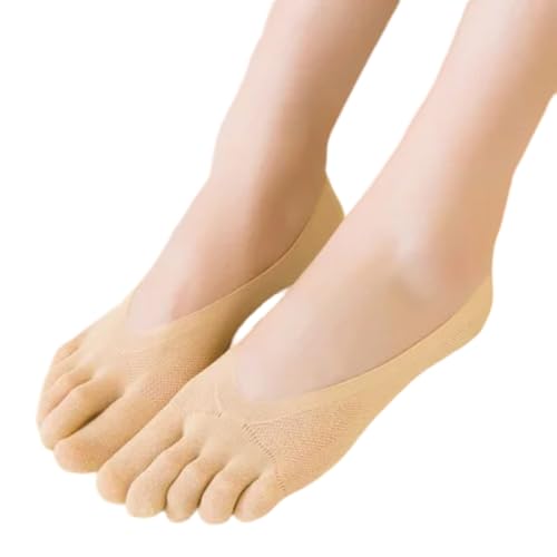 5 pares Calcetines de dedos unisex, Calcetines Ortopédicos, cómodos y elegantes. Medias de compresión, yoga, calcetines que se Dan la Mano, Transpirable, Suave Forro Bajo Mujeres y hombres. (Skin)