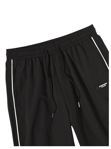 OYOANGLE Men's Graphic Print Drawstring Elastic Waist Cargo Pants Loose Fit Straight Leg Trousers4