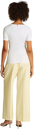 Tommy Hilfiger Damen T-Shirt Kurzarm 5X2 Rib Slim Fit, Weiß (Ecru), XXL – Ansicht 2