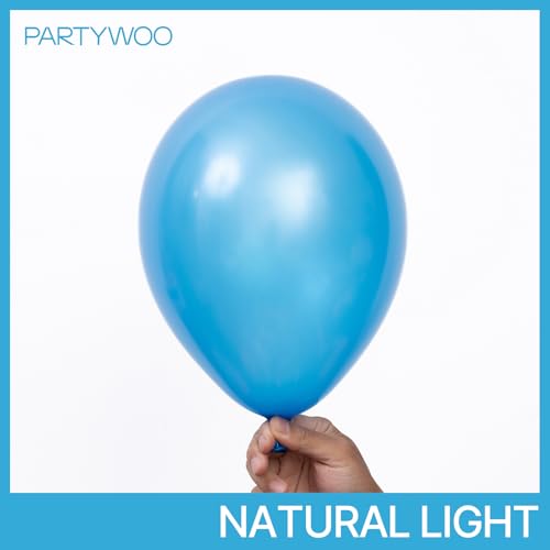 Image of PartyWoo Pearl Blue Balloons 140pcs Different Sizes of 18 12 10 5 Inch Sky Blue Latex Helium Balloon Arch Kit Garland for Graduation Baby Shower Gender Reveal Birthday Party Decorations Blue-Z23