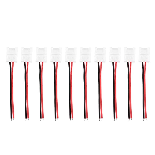 uxcell 2 Pin 8mm Solderless Strip Light Connector, 150mm Strip Jumper Cable, for 3528 2835 Single Color LED Tape Lights 10Pcs