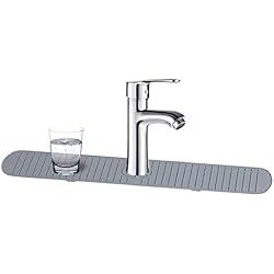 Grifo Fregadero Gotea LINGJIONG salpicaduras silicona para grifo – Bandeja goteo para fregadero detrás del grifo, soporte esponja, alfombrilla seca para proteger la encimera