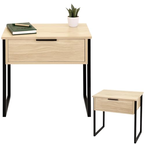 JUMI Mesita de noche con cajón para dormitorio LOFT Cómoda para oficina