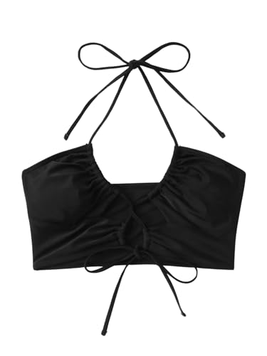 SOLY HUX Women's Halter Bikini Top Tie Front Bathing Suit Tops Swimsuit3