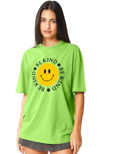 Image of LEOTUDE Cottonblend Oversized Half Sleeve Colorful Printed Combo T-Shirts for Women (Pack of 2)