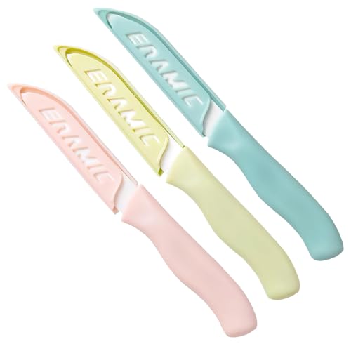 MxyVrix 3PCS cuchillo de cocina cuchillo de cocina cuchillo de frutas Cuchillos Peladores con Hoja de 80 mm, Mango Ergonómico, para Cortar Frutas y Verduras, Incluye Fundas Protectoras