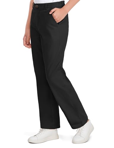 Image of KEREDA Boys Flat Front Dress Pants School Uniform Pants with Zip Button
