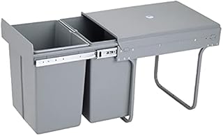 uyoyous Pull Out Kitchen Waste Bin ,Cabinet Trash Can Dual Recycling Bin 400MM-20L + 20L, Soft Close Dustbin Under Counter Hidden Garbage Waste Container