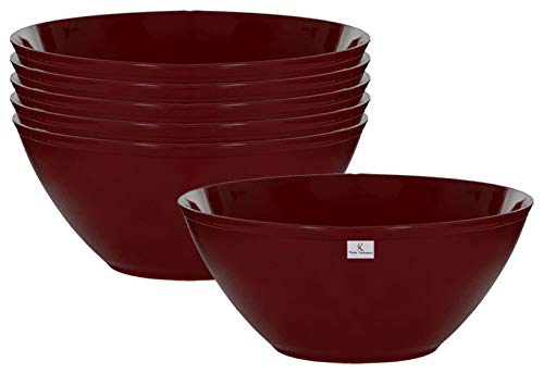 Keshav Industries Plastic Microwave Safe Unbreakable Mixing Bowl/Salad/Dining Table/Kitchen Plastic Bowl Set, 1000 Ml (Set of 6) Brown