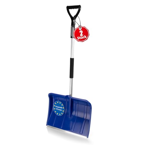 BigDean 2 Stück Schneeschaufel mit Teleskopgriff – Schneeschieber Made in Europe