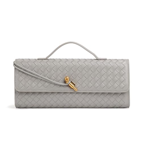 Image of Handmade Woven Evening Bag for Women Casual Clutch Purse Leather Shoulder Handbag Fashion Crossbody Bag
