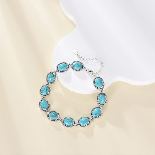 Genuine Turquoise Bracelet Sterling Silver Boho Natural Gemstone Jewelry Gfit for Women3