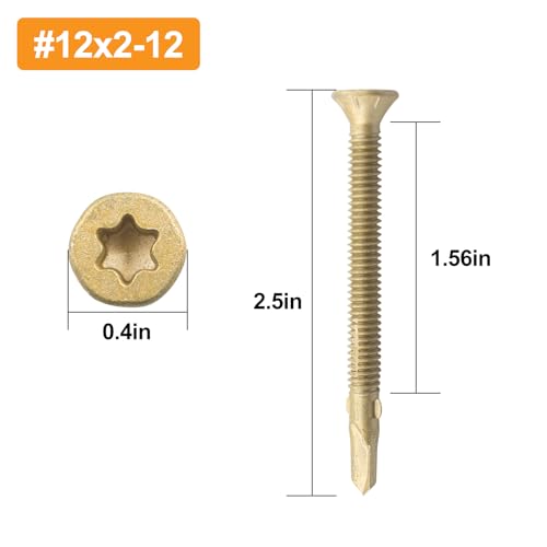 #12x2-1/2 Tornillo Reamer Tek Torx/Estrella Cabeza T-25 Tornillo Torx para Madera a Metal (50 Piezas) Autoperforante para Camiones y Remolques miniatura 2