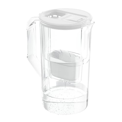 Wessper Wasserfilter Kanne 2,8 liter, mit LED-Zählwerk, Wasser Karaffe mit Filter, Aktivkohle Kartusche Wasserfilter Reduziert Kalk und Chlor, BPA-Free Wasser Filterkanne – Weiß