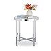 Relaxdays Tavolino da Salotto, Tavolo da caffè in Vetro Temprato Opalino, Metallo Cromato, HxLxP 46x41x41 cm, Argento, Set da 1 pz