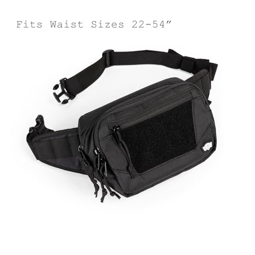 Tactical Baby Gear Tactical Fanny Pack Diaper Bag – Hip or Crossbody Sling with MOLLE Waist Strap, Hook-and-Loop Patch Panel and Multiple Pockets (Black)