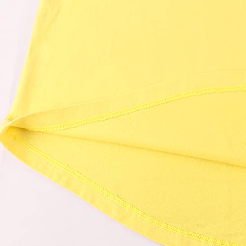 Hombres Camisetas de Cuello Manga Corta Corte Muscular Camisetas para Culturismo 100% algodón Lavado T1304 sueltoAmarillo S