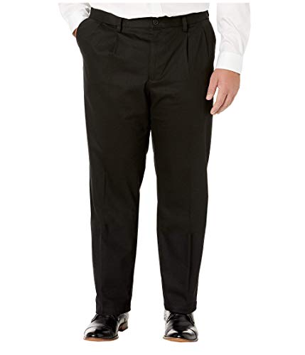 Dockers® Men's Big & Tall Classic Fit Signature Khaki Lux Cotton Stretch Pants - Pleated (Regular and Big & Tall), Black, 46W x 30L