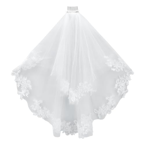 Voile de mariée blanc à 2 niveaux léger qui ne glisse pas de la coiffure