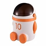 Sylfaen Astronaut Trash Can Wastebasket, 12 Liter / 3.2 Gallon Bathroom Garbage Can with Lid, Garbage Can for Kids, Cute Trash Can for Bedroom, Kids Room, Bathroom, Living Room (Orange)