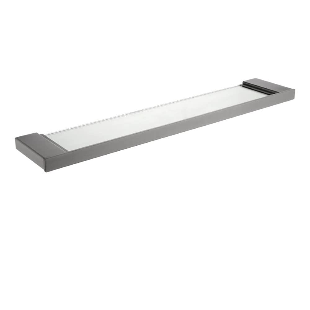 Double porte-serviettes gris et accessoires de salle de bain en verre