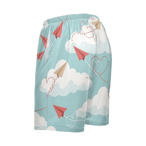 J JOYSAY Cartoon Airplane Heart Pajama Shorts Mens Lounge Sleep Shorts Straight-Fit Men Pajama Bottoms4