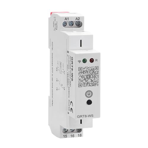 WIFI Relè Smart GRT8-WS, Alimentazione 110-240V, Montaggio su Guida DIN, Controllo Remoto Tramite App TUYA, per Luci Ed Elettrodomestici, Integrato Nell'ecosistema di Smart Home