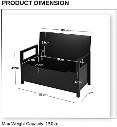 COSTWAY Shoe Bench, Flip-Up Top Shoes Rack Stool with Padded Seat, Hidden Compartment and Side Handle, Shoe Stand Chest Storage Organiser Unit for Living Room Hallway Entryway, 86x38x49cm (Black)