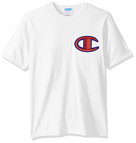 Champion LIFE Men's Life Heritage Tee, White W/Floss Stitch C, Large