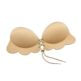Klebe BH, Trägerloser BH Push Up BH Rückenfrei Klebriger BH mit Tunnelzug Unsichtbarer Lift Up BH Atmungsaktiv Silikon Selbstklebend BH Rückenfreier Bra für Abendkleid Brautkleider Kleidung