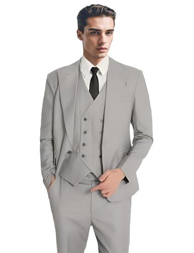 3 Piece Slim Fit Classic Double Breasted Formal Suit for Men - Wedding Prom Blazer, Pants, and Vest2