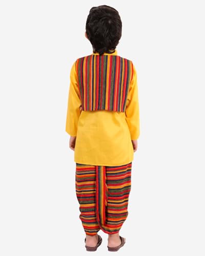 Image of superminis Boys Cotton Solid Jacket, Kurta Dhoti Set