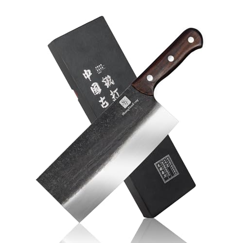 Chinese Cleaver 8" Cold Steel Meat Cleaver Knife Butcher Knife Heavy Duty Meat Cleaver Solid Wood Handle Meat Cleaver with Premium Gift Box for Home Kitchen Restaurant Ultra Sharp & Stainless Steel