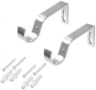 HomeHarmony® Pack of 2 Curtain Pole Rod Wall Bracket Fixings for 16-19mm Curtain Poles (Black)