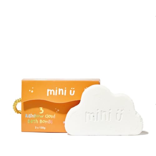 Mini U Cloud Bath Bombs (3 Pack), Rainbow Trail Bath Bombs for Kids, Vegan & Cruelty Free, Non Toxic