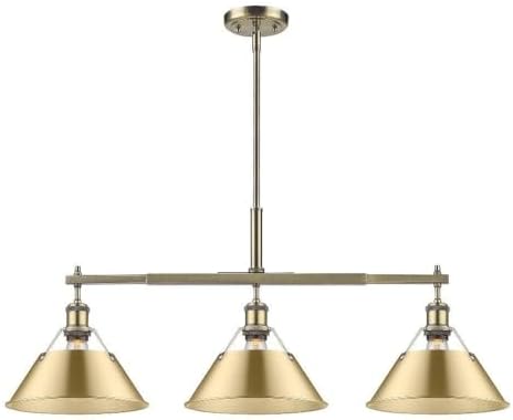 Orwell 3-Light Linear Pendant in Aged Brass with Brushed Champagne Bronze