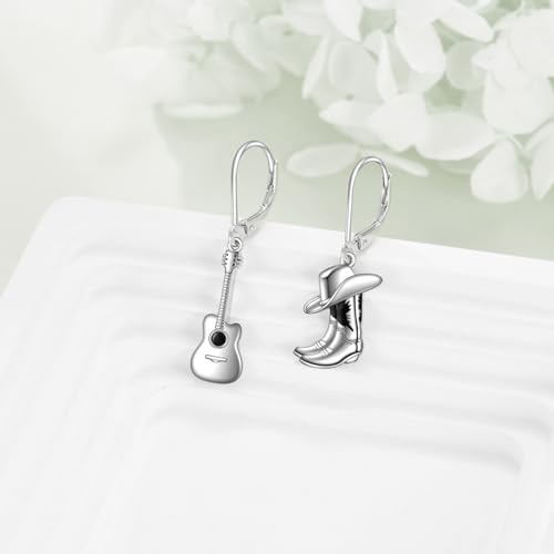 TIGER RIDER Cowboy Earrings 925 Sterling Silver Cowboy Boots Hat Guitar Dangle Earrings Jewelry for Women men2