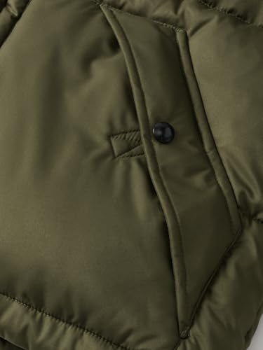 Men's Puffy Padded Jacket Twill Two-Way Zipper Detachable Windproof Hood Pockets Brass Buttons Leather Label3